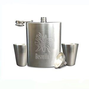 Hip Flask For Liquor or Whiskey With Shot Glasses and Funnel gift Set